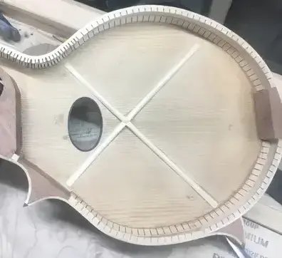 X-brace pattern inside mandolin top