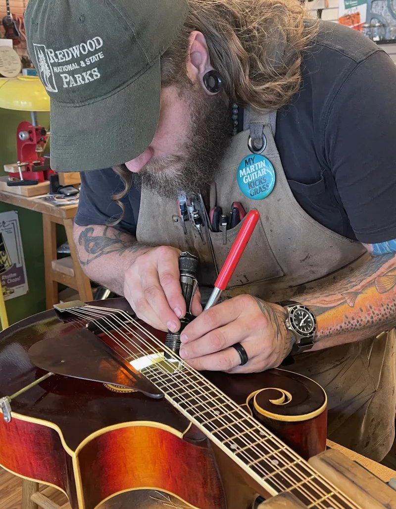 Jake inspecting an instrument